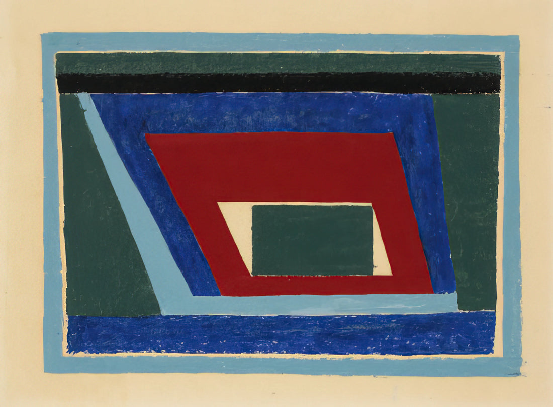 Nesting Tables by Josef Albers: A Masterclass in Geometric Abstraction and Color Theory - UNTITLED ABSTRACTION MANTIC 1940 by Josef Albers