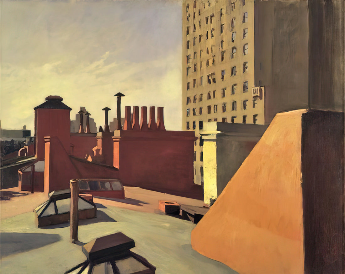 Nighthawks Painting Canvas: Edward Hopper's Iconic Masterpiece of Urban Solitude - City Roofs by Edward Hopper