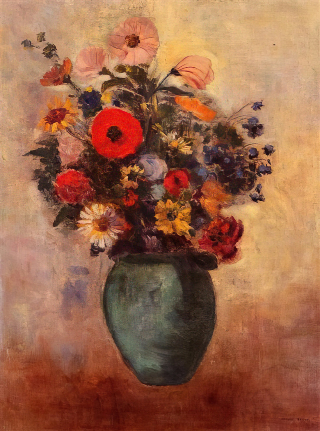 Odilon Redon Lithograph: The Dreamlike World of Symbolist Printmaking - VASE OF FLOWERS 3 by Odilon Redon