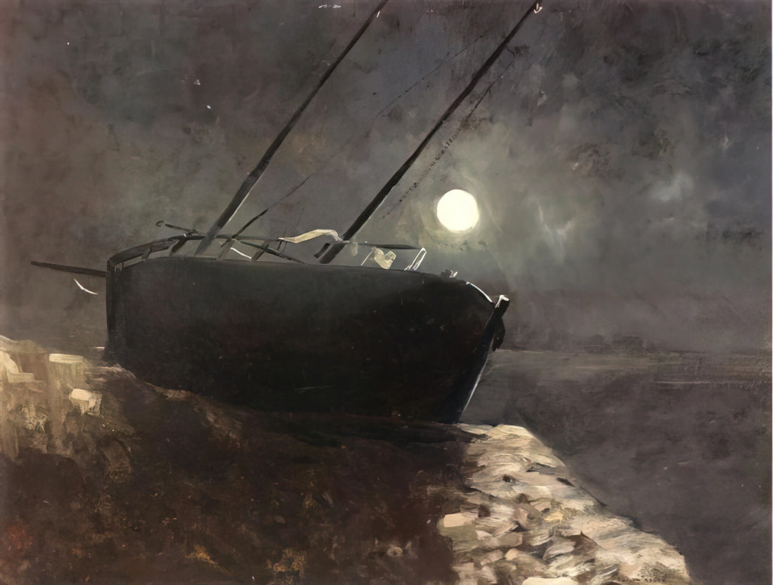 Odilon Redon Prints: Exploring the Symbolist Master's Dreamlike World - BOAT IN THE MOONLIGHT by Odilon Redon