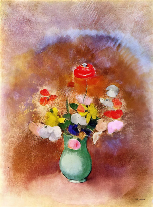 Odilon Redon Shell: Exploring the Symbolist Master's Mysterious Motif - POPPIES IN A VASE by Odilon Redon