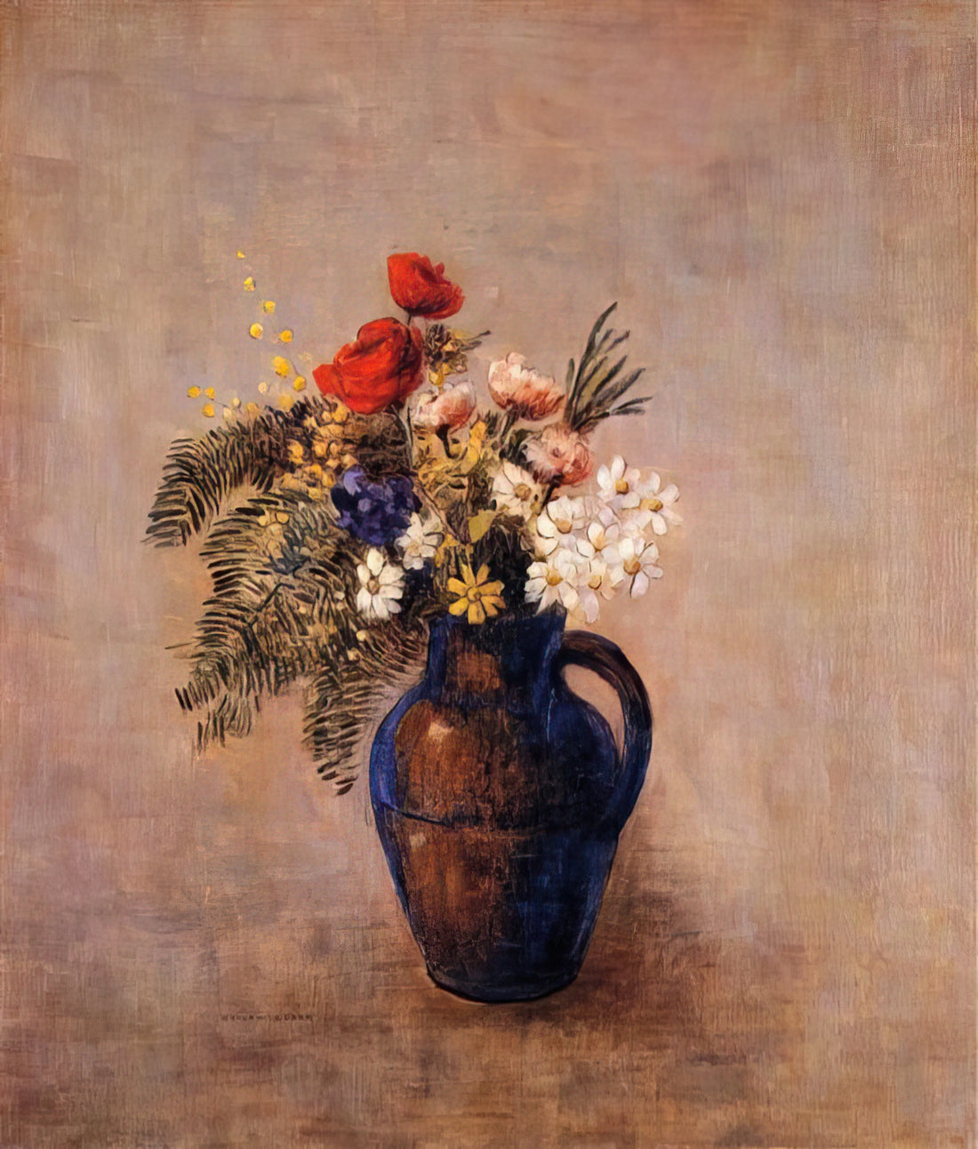Odilon Redon for Sale: A Curator's Guide to Acquiring Symbolist Masterpieces - BOUQUET OF FLOWERS IN A BLUE VASE by Odilon Redon