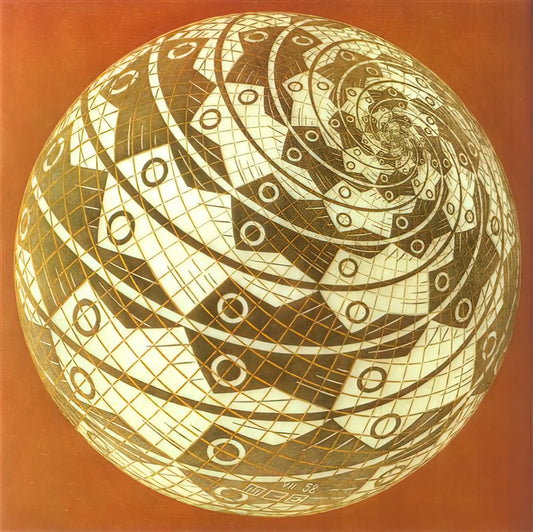 Original MC Escher Lithograph: A Collector's Guide to Authenticity, Value, and Artistic Legacy - SPHERE SURFACE WITH FISHES COLOUR by MC Escher
