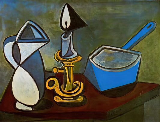 Pablo Picasso Print: A Collector's Guide to Authentic Reproduction & Artistic Legacy - Jug, candle and enamel pan - 1945 by Pablo Picasso