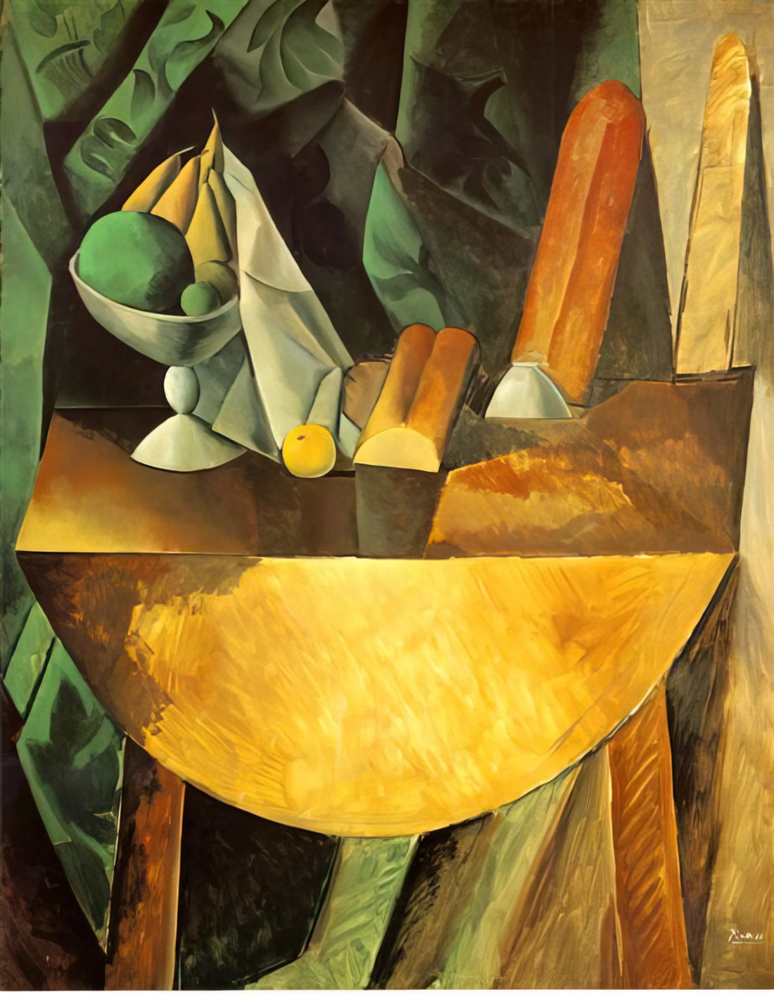 Pablo Picasso: The Revolutionary Genius Who Redefined Modern Art - Bread and dish with fruits on the table by Pablo Picasso