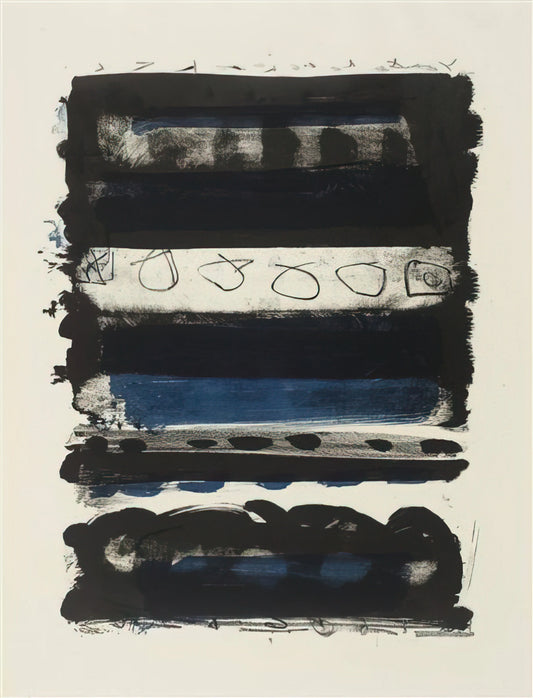 Patrick Heron Work: The Luminous Legacy of Britain's Master of Color and Form - Black and Blue Stripes - 1958 by Patrick Heron