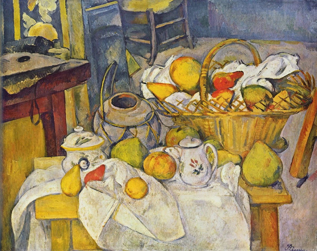 Paul Cézanne: The Father of Modern Art and His Enduring Legacy - Still life with basket Kitchen table by Paul Cézanne