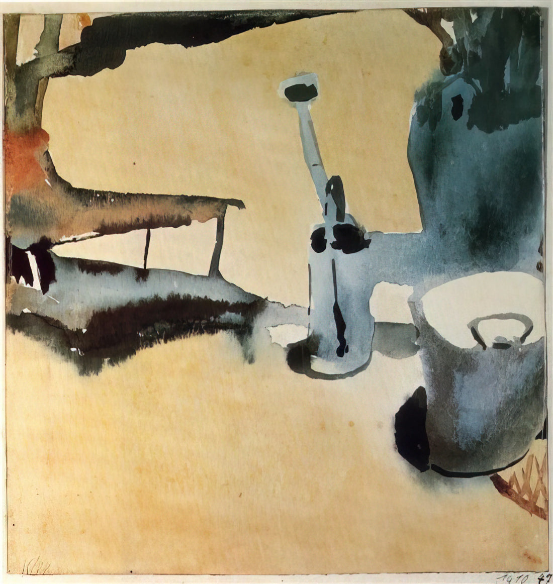 Paul Klee 1879–1940: The Master of Color, Line, and Modernist Abstraction - FLOWER STAND WITH WATERING CAN AND BUCKET 1910 by Paul Klee