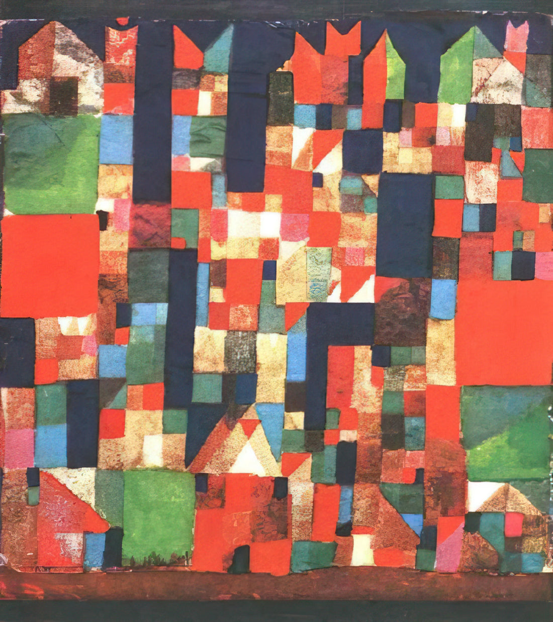 Paul Klee Early Works: The Formative Years of a Modernist Master - CITY PICTURE WITH RED AND GREEN ACCENTS 1921 by Paul Klee