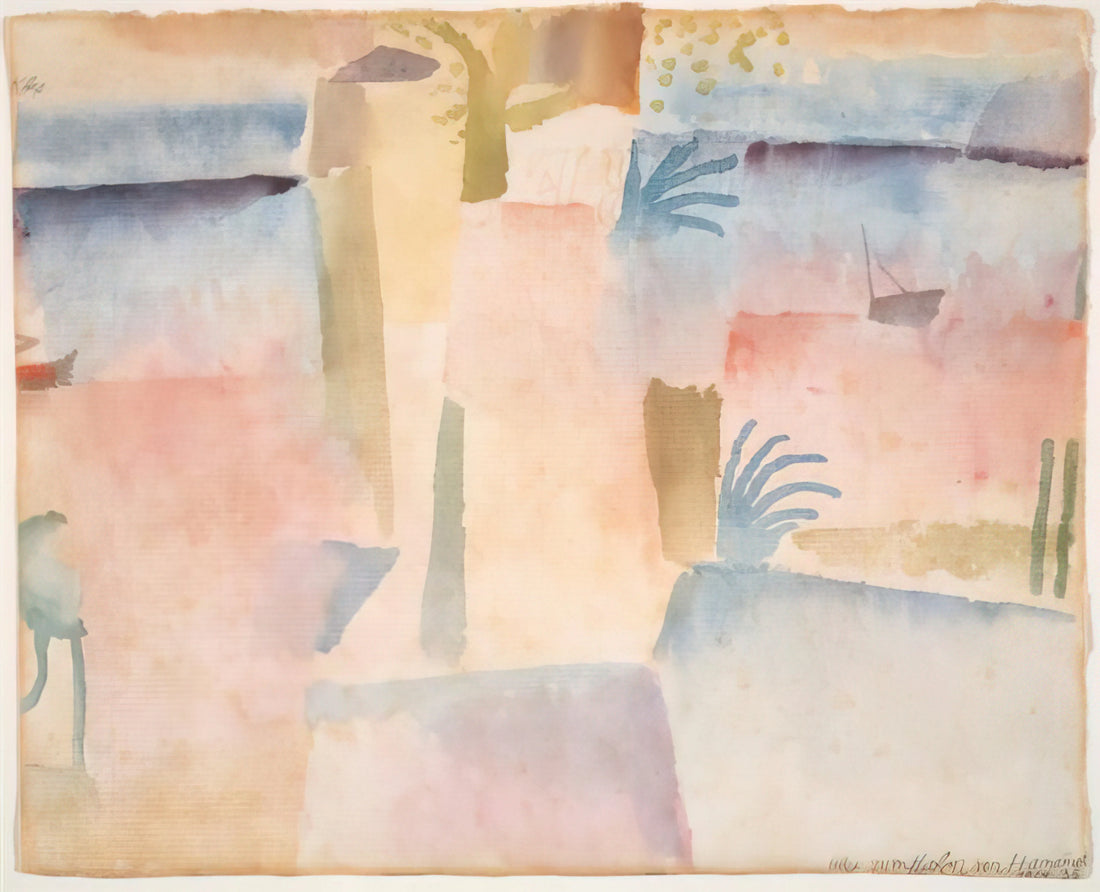 Paul Klee Pencil Drawings: The Delicate Architecture of Line and Thought - VIEW TOWARDS THE PORT OF HAMMAMET 1914 by Paul Klee