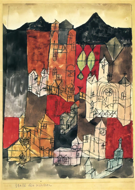 Paul Klee's Golden Fish: A Masterpiece of Modernist Symbolism - CITY OF CHURCHES 1918 by Paul Klee