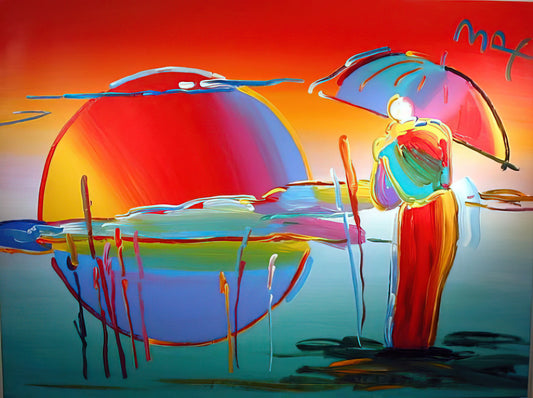 Peter Max Umbrella Man Print: A Psychedelic Pop Art Icon - BUDDHA MOON MONK SUNRISE 1999 by Peter Max