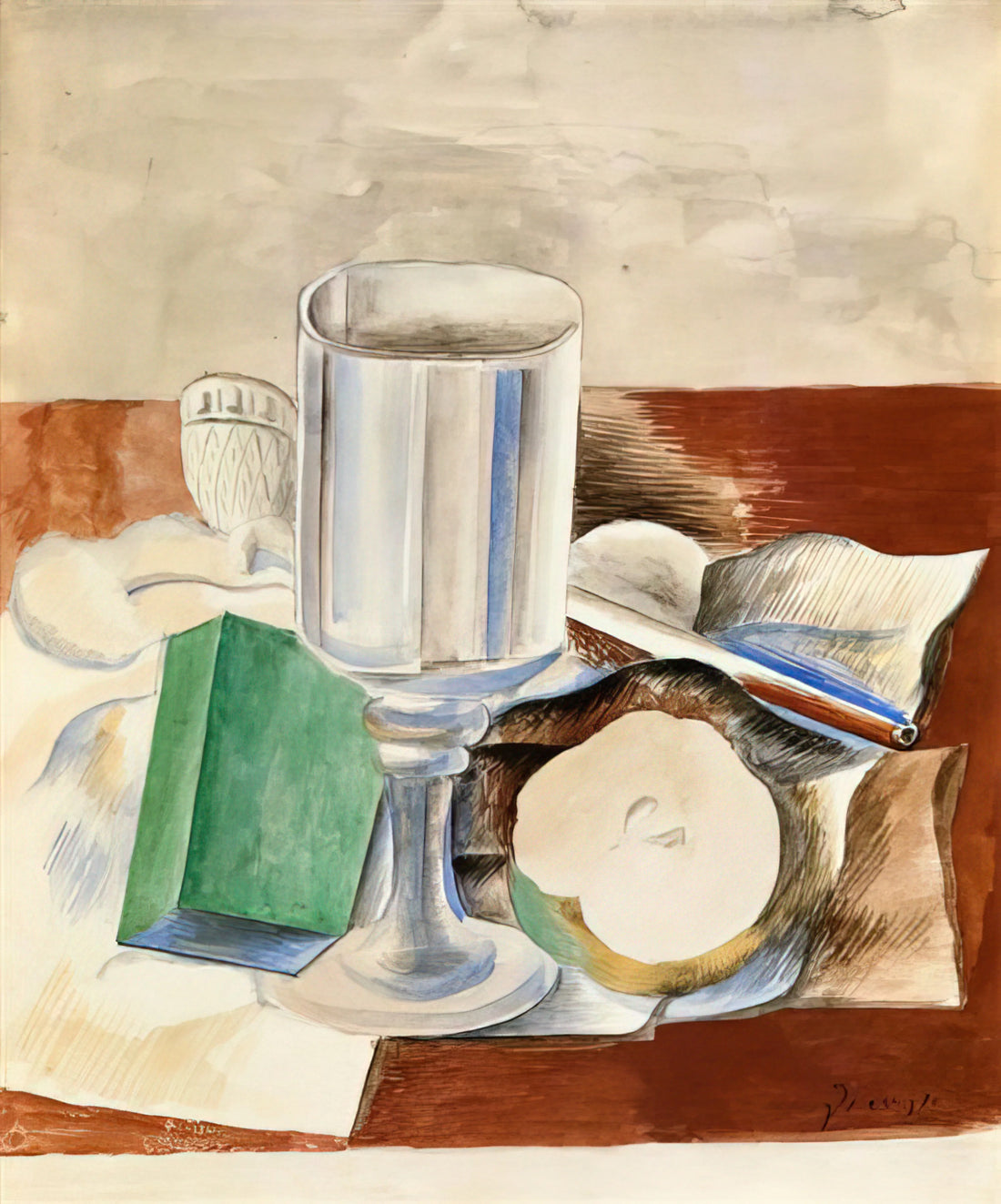 Picasso 1928: The Pivotal Year of Surrealist Transformation and Artistic Reinvention - Still life with a Glass and an Apple - 1914 by Pablo Picasso
