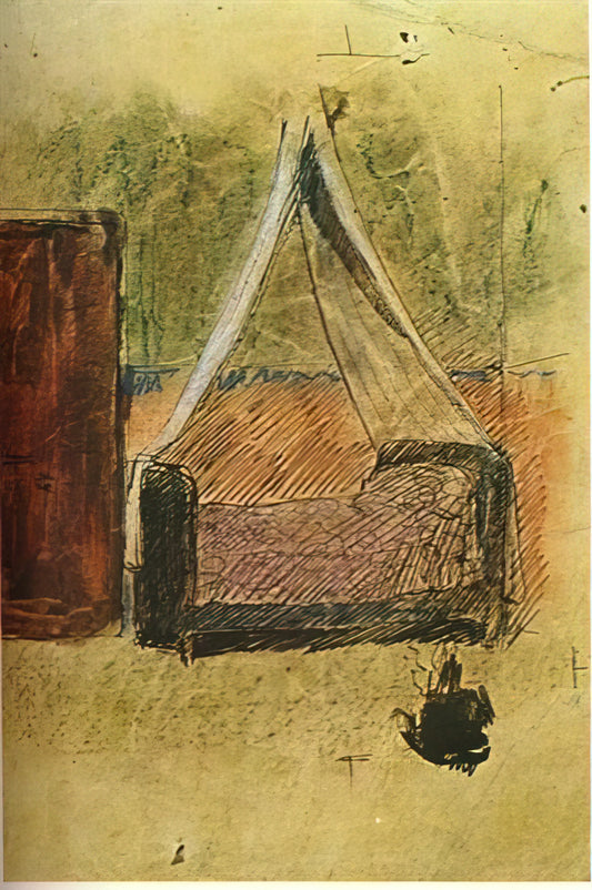 Picasso's Rooster Painting: A Symbolic Masterpiece of War and Renewal - Bed with mosquito nets by Pablo Picasso
