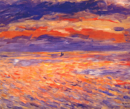Pierre-Auguste Renoir Artwork: The Joyful Master of Impressionist Painting - Sunset at sea by Pierre-Auguste Renoir
