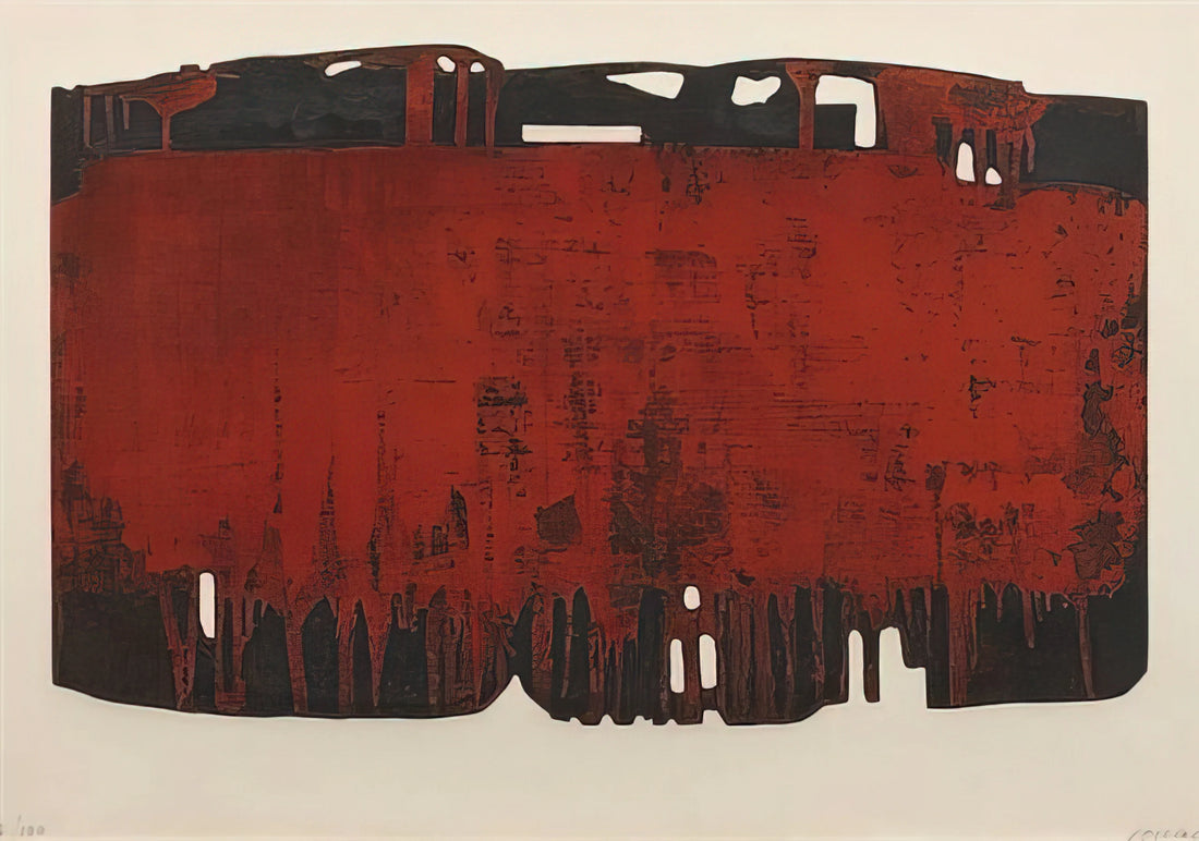Pierre Soulages Reproduction: The Art of Capturing 'Outrenoir' in Museum-Quality Prints - Composition rouille et noire XXV - 1974 by Pierre Soulages