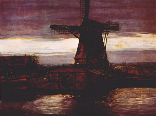 Piet Mondrian Art Work: From Dutch Landscapes to Neoplastic Revolution - Stammer Mill with Streaked Sky by Piet Mondrian