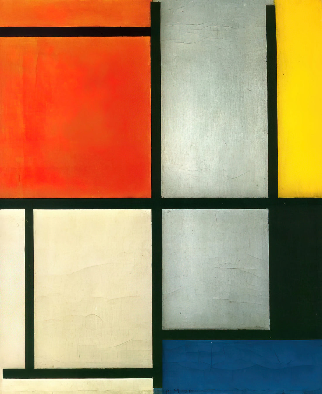 Piet Mondrian: The Modern Artist Who Transformed Abstraction - Tableau 3 with Orange -Red, Yellow, Black, Blue and Gray by Piet Mondrian