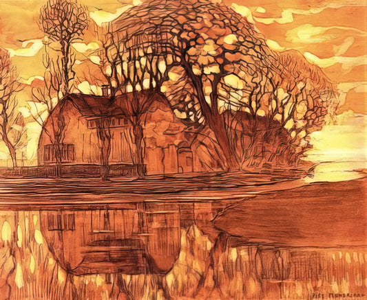 Piet Mondrian's Original Art: From Dutch Landscapes to Neoplasticism - Farm at Duivendrecht by Piet Mondrian