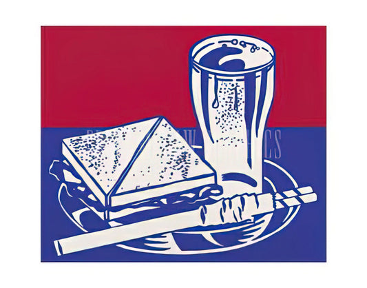 Portrait Roy Lichtenstein: Deconstructing Pop Art's Iconic Faces - SANDWICH AND SODA 1964 by Roy Lichtenstein