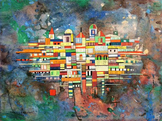 Rene Portocarrero Paintings for Sale: A Collector's Guide to Cuba's Master of Color - CITY 1954 by Rene Portocarrero