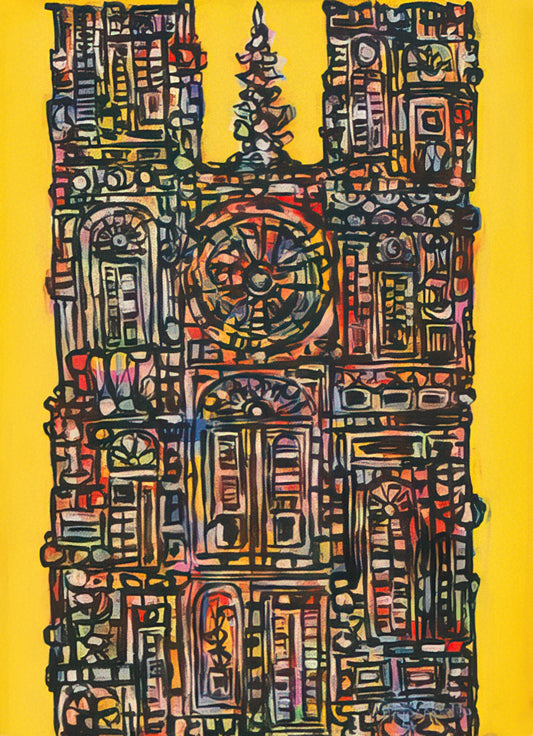 René Portocarrero Reproduction: Preserving the Legacy of Cuba's Master Colorist - CATHEDRAL IN YELLOW 1961 by Rene Portocarrero