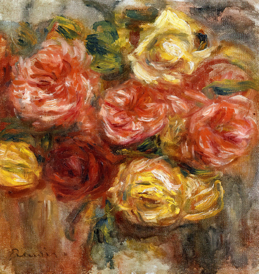 Renoir Stretched Canvas: A Curator's Guide to Impressionist Masterpieces in Modern Form - Bouquet of Roses in a Vase by Pierre-Auguste Renoir
