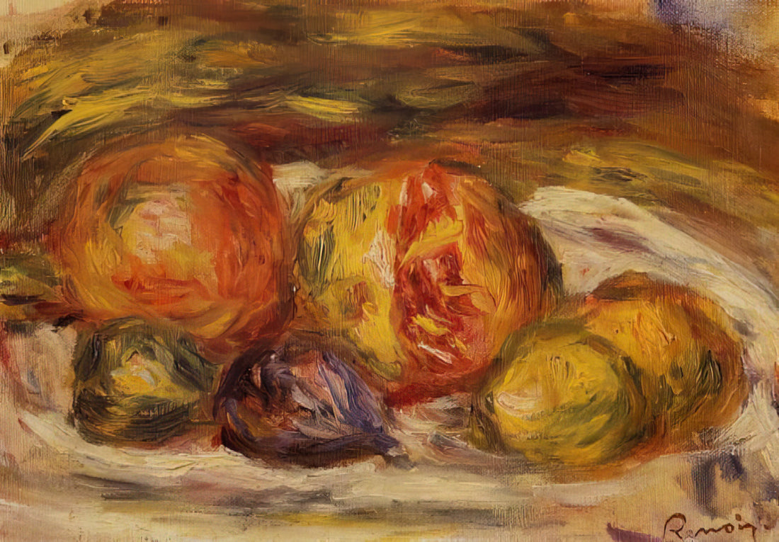 Renoir Summer: Capturing the Season's Light and Leisure in Impressionist Masterpieces - Still Life Pomegranate, Figs and Apples by Pierre-Auguste Renoir