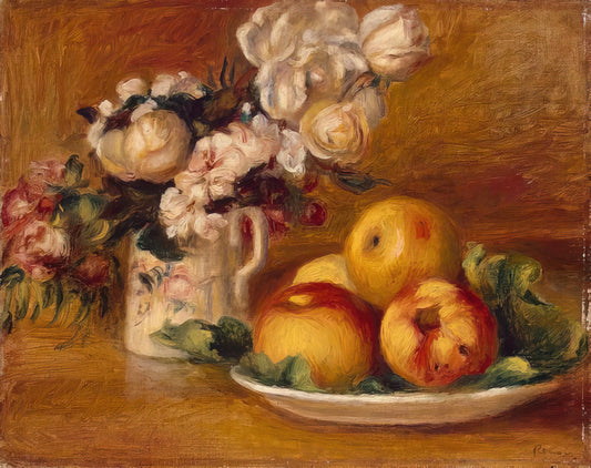 Renoir Sur la Plage: The Impressionist Master's Seaside Serenity - Apples and Flowers by Pierre-Auguste Renoir