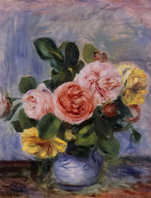 Renoir's Chrysanthemums: A Masterpiece of Impressionist Still Life - Roses in a Vase by Pierre-Auguste Renoir