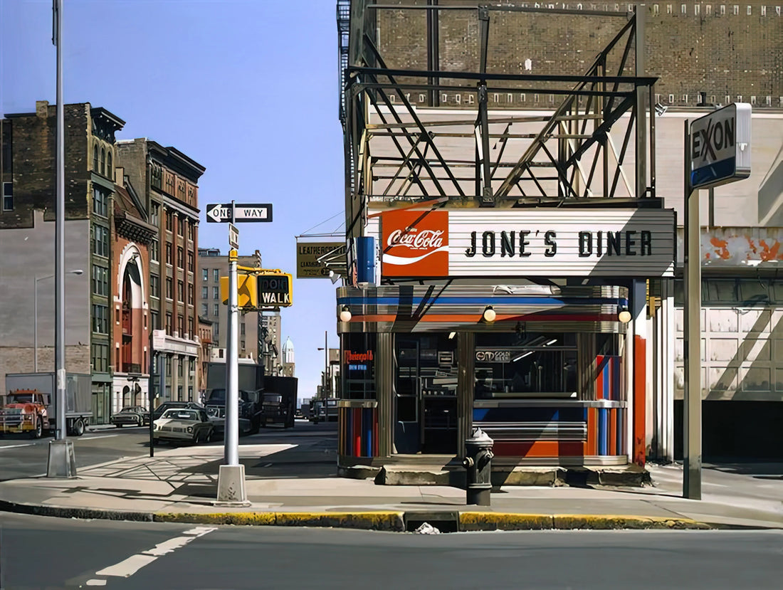 Richard Estes Prints for Sale: A Collector's Guide to Photorealist Mastery - JONES DINER 1979 by Richard Estes