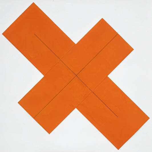 Robert Mangold Acrylic Print: A Guide to Minimalist Mastery - X WITHIN X ORANGE 1981 by Robert Mangold