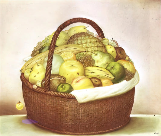Roberto Botero: The Colombian Master of Monumental Form and Satirical Grace - FRUIT BASKET by Fernando Botero