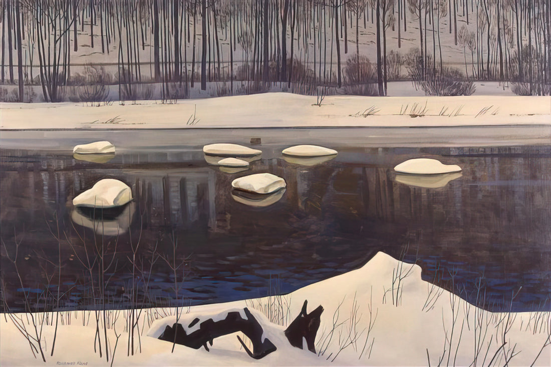 Rockwell Kent Paintings: The American Modernist's Vision of Wilderness and Humanity - Au Sable River, Winter, Adirondacks by Rockwell Kent