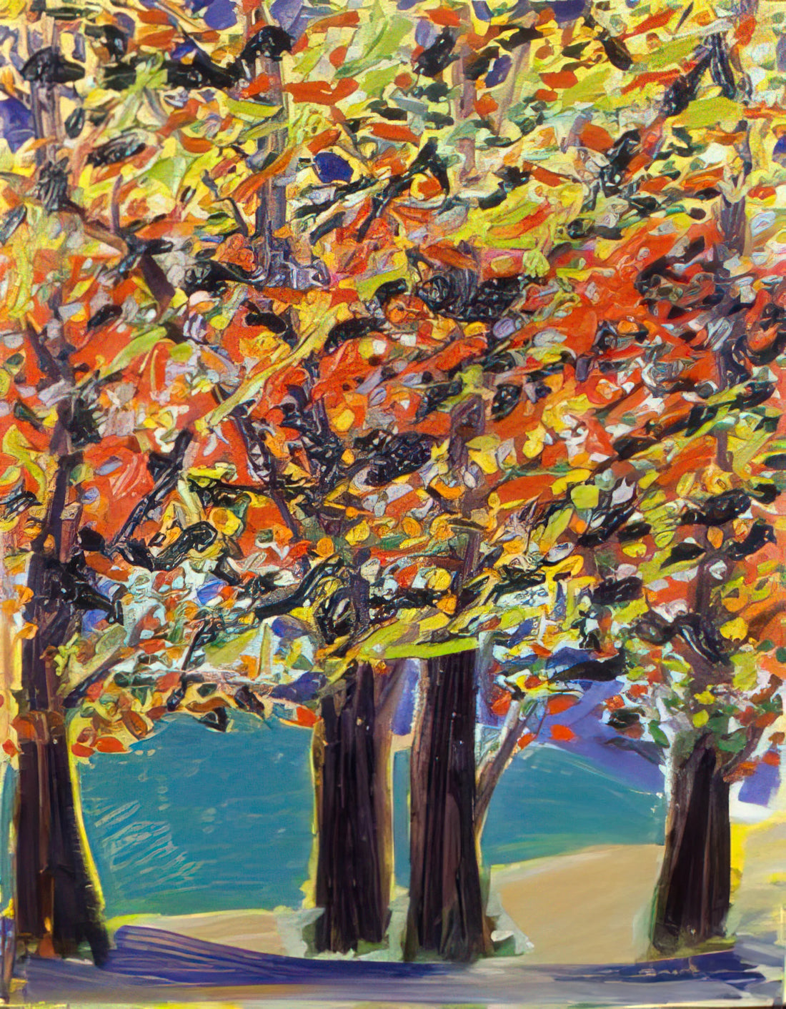 Ronnie Landfield Brushed Aluminum Print: A Modernist Masterpiece in Contemporary Form - Autumn View, West Hurley, NY - 1984 by Ronnie Landfield