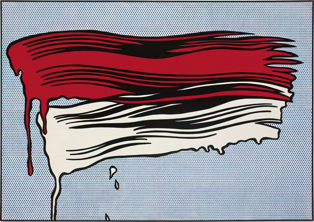 Roy Lichtenstein Drawing: The Foundational Lines of Pop Art's Master - RED AND WHITE BRUSHSTROKES 1965 by Roy Lichtenstein