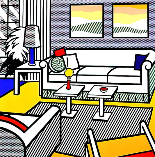 Roy Lichtenstein Kapow: The Explosive Art of Comic Book Aesthetics - INTERIOR WITH RESTFUL PAINTINGS 1991 by Roy Lichtenstein