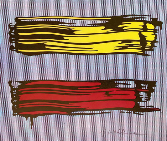 Roy Lichtenstein: The Pop Art Pioneer Who Transformed Comics into High Art - YELLOW AND RED BRUSHSTROKES 1966 by Roy Lichtenstein