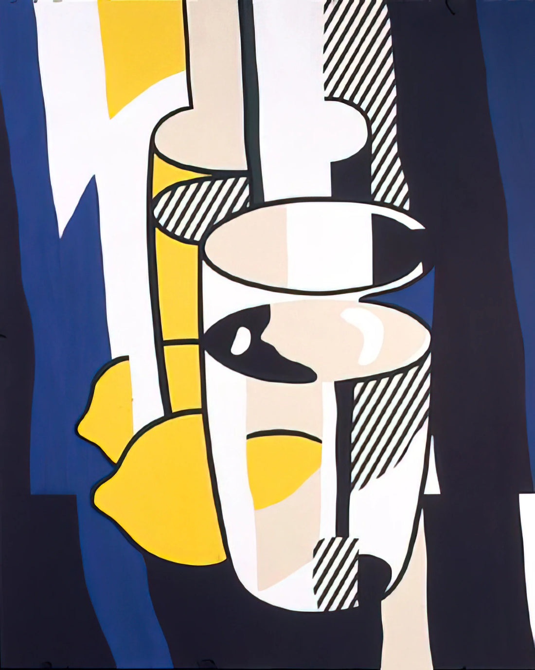 Roy Lichtenstein's Stepping Out: A Pop Art Icon's Allure and Legacy - GLASS AND LEMON IN A MIRROR 1974 by Roy Lichtenstein