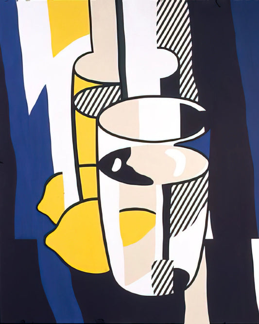 Roy Lichtenstein's Stepping Out: A Pop Art Icon's Allure and Legacy - GLASS AND LEMON IN A MIRROR 1974 by Roy Lichtenstein