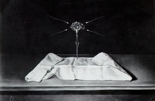Salvador Dalí Desert Painting: The Surrealist's Arid Dreamscapes and Symbolic Landscapes - MYSTICAL CARNATION 1951 by Salvador Dali