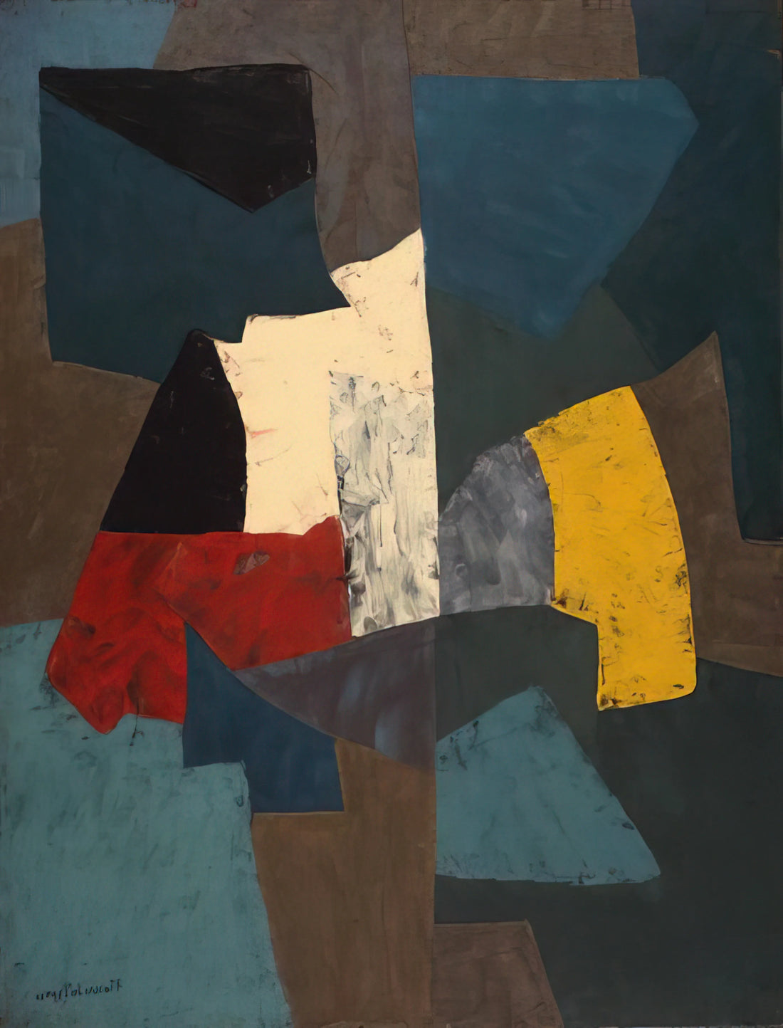 Serge Poliakoff Composition: The Abstract Geometry of Color and Form - Abstract Composition - 1954 by Serge Poliakoff