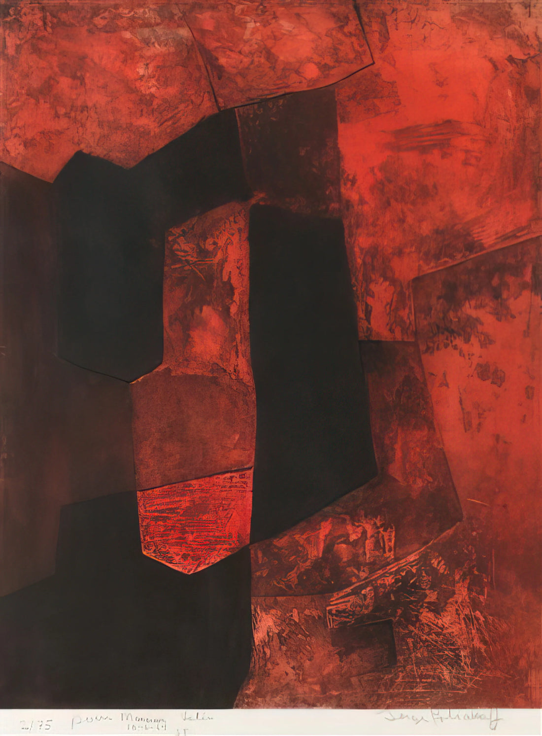 Serge Poliakoff Painting: The Master of Abstract Color and Form - Composition brune et rouge - 1964 by Serge Poliakoff