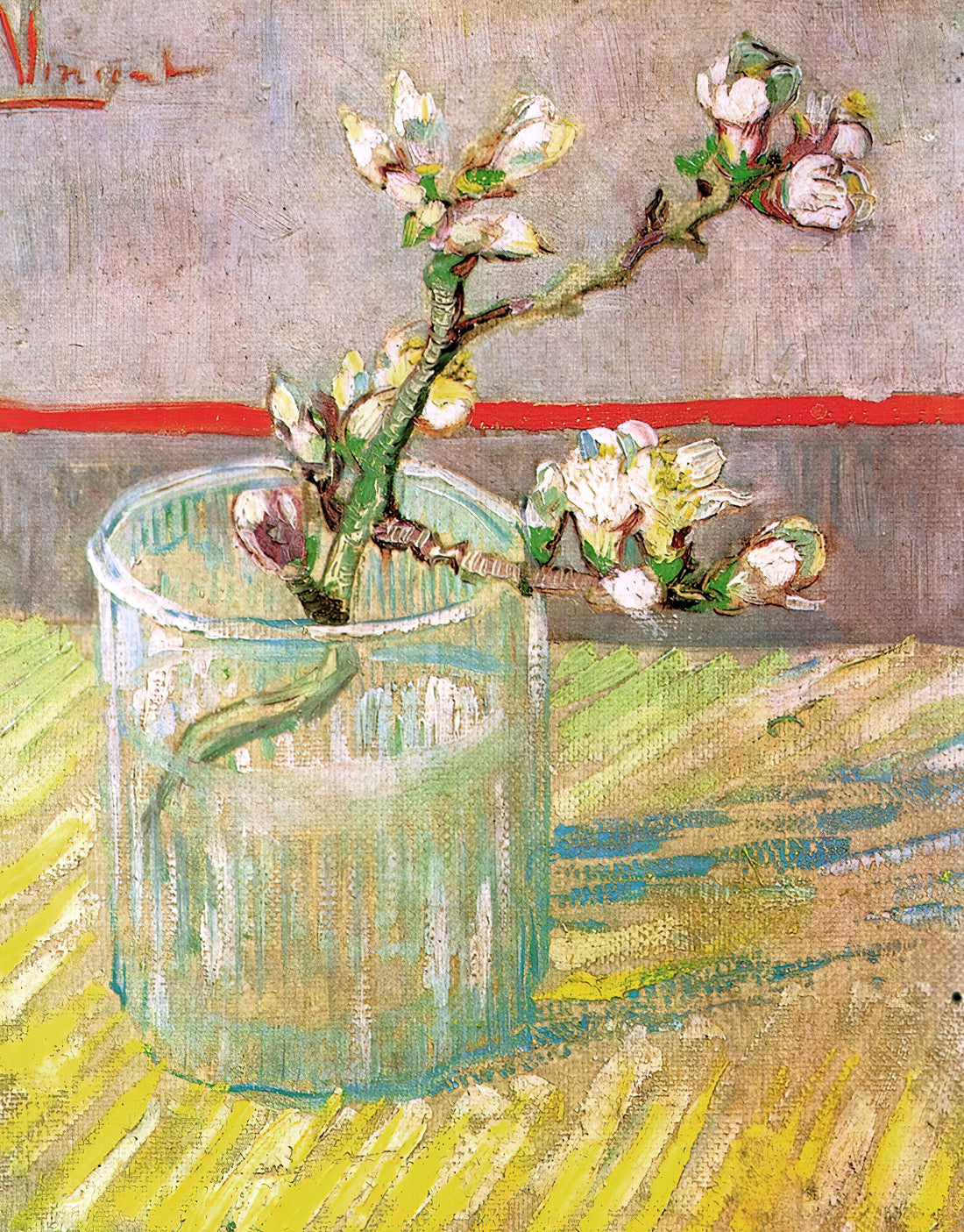 Starry Night at Musée d'Orsay: Van Gogh's Celestial Masterpiece in Paris - Blossoming Almond Branch in a Glass by Vincent van Gogh