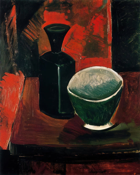The Best Paintings of Pablo Picasso: A Curator's Guide to His Masterpieces - Green Pan and Black Bottle - 1908 by Pablo Picasso