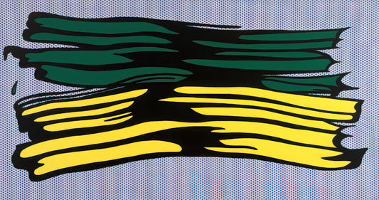 The Enduring Allure of the Lichtenstein Cow: Pop Art's Pastoral Reimagination - YELLOW AND GREEN BRUSHSTROKES 1966 0 by Roy Lichtenstein