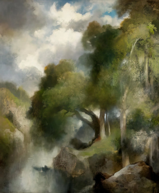 The Enduring Majesty of the American West: Discovering the Thomas Moran Print - California Landscape by Thomas Moran