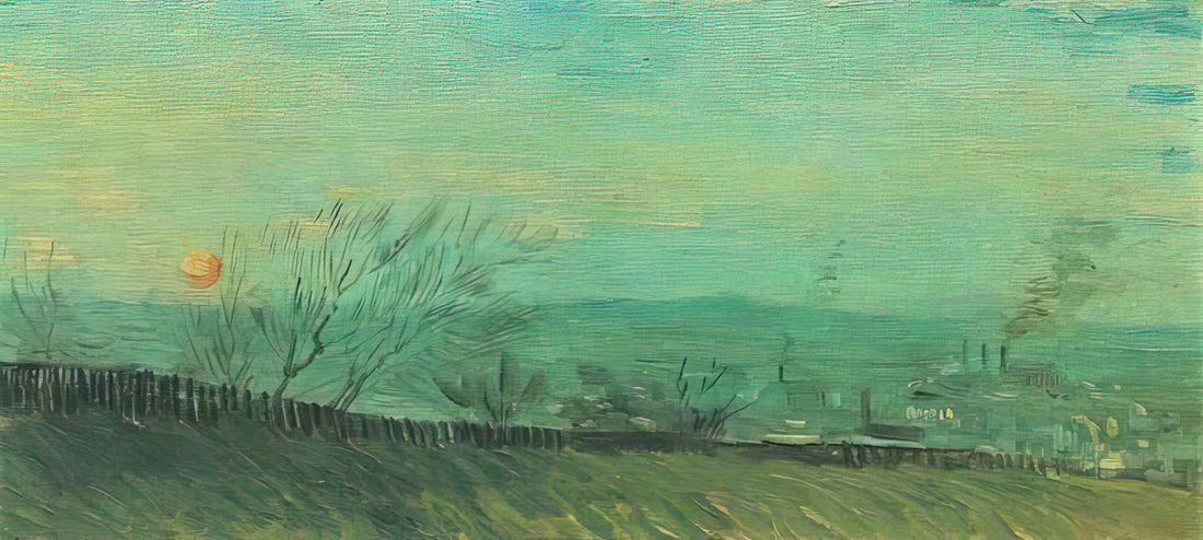 The Enduring Radiance of Van Gogh's Sunflowers: Unpacking the Myth of "12 Sunflowers" - Factories Seen from a Hillside in Moonlight by Vincent van Gogh