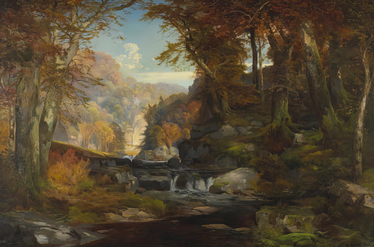 The Grand Canyon of the Yellowstone by Thomas Moran: A Masterpiece of American Landscape Painting - A Scene on the Tohickon Creek Autumn by Thomas Moran