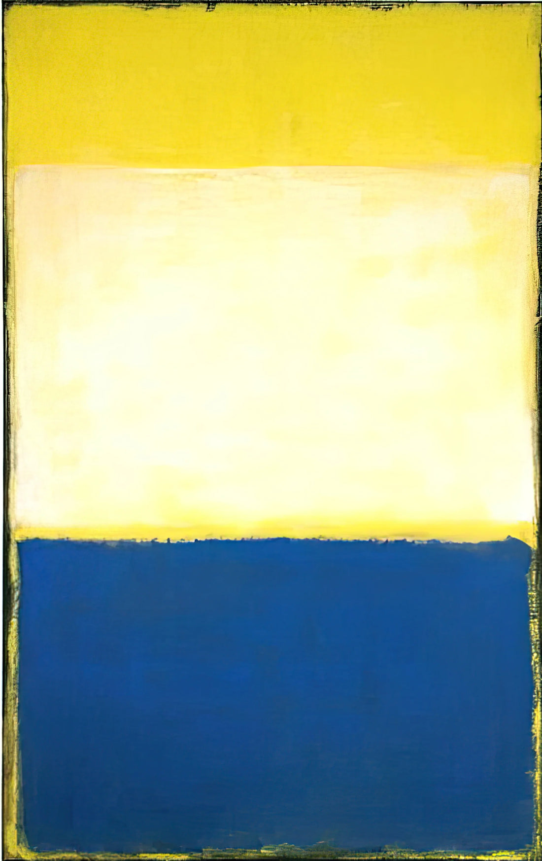 The Sublime in Color: Curating Your Space with a Mark Rothko Framed Canvas Print - No. 6 Yellow, White, Blue Over Yellow on Gray - 1954 by Mark Rothko